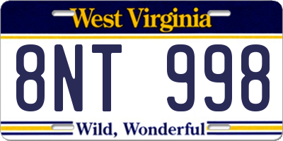 WV license plate 8NT998