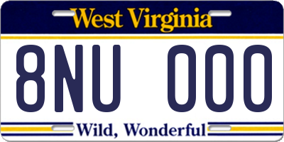 WV license plate 8NU000