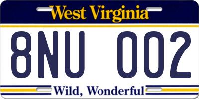 WV license plate 8NU002