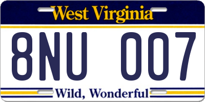 WV license plate 8NU007