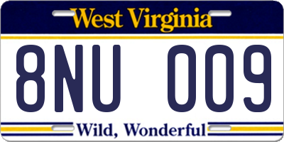 WV license plate 8NU009