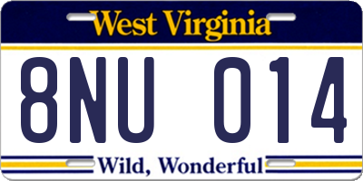WV license plate 8NU014