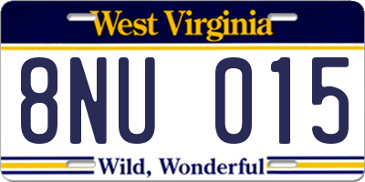 WV license plate 8NU015