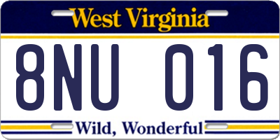 WV license plate 8NU016