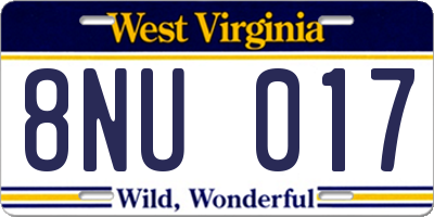 WV license plate 8NU017