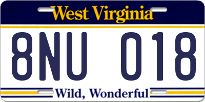WV license plate 8NU018
