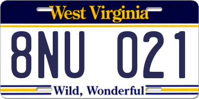 WV license plate 8NU021