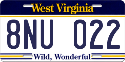 WV license plate 8NU022