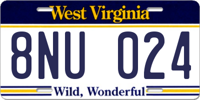 WV license plate 8NU024