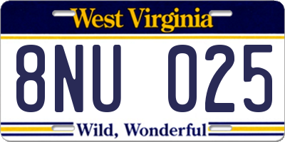 WV license plate 8NU025