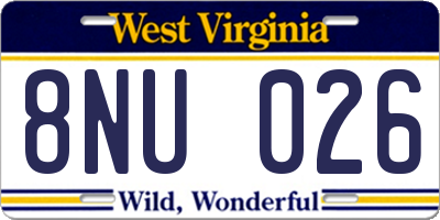 WV license plate 8NU026