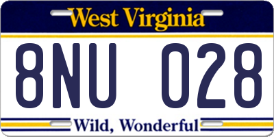 WV license plate 8NU028