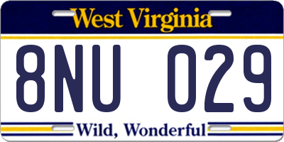 WV license plate 8NU029