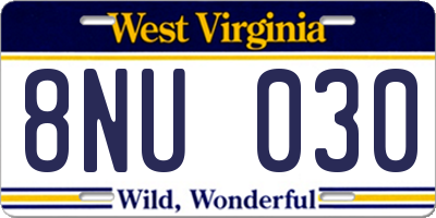WV license plate 8NU030