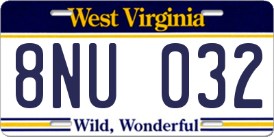 WV license plate 8NU032