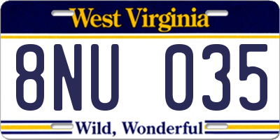 WV license plate 8NU035