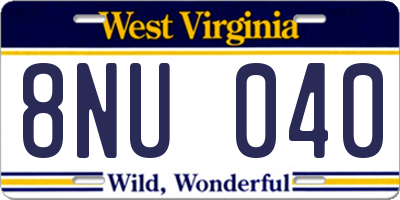 WV license plate 8NU040