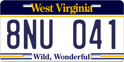 WV license plate 8NU041