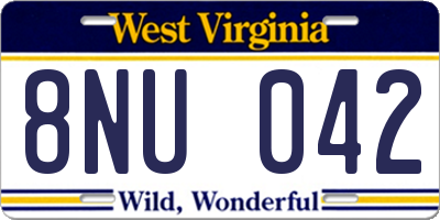 WV license plate 8NU042