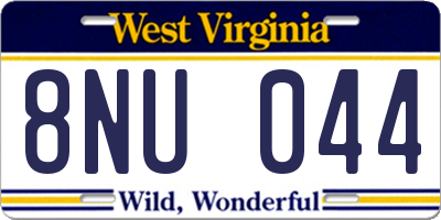 WV license plate 8NU044