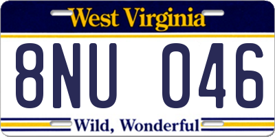 WV license plate 8NU046