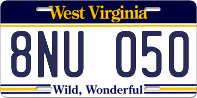 WV license plate 8NU050