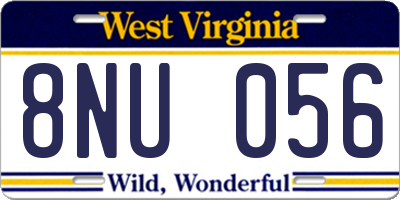 WV license plate 8NU056