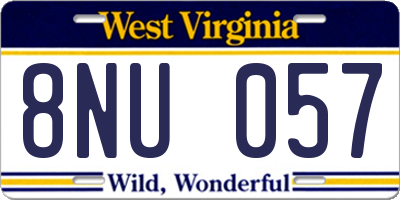 WV license plate 8NU057