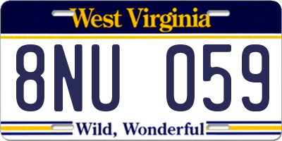 WV license plate 8NU059