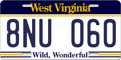 WV license plate 8NU060
