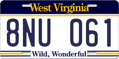 WV license plate 8NU061
