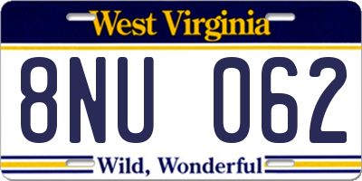 WV license plate 8NU062