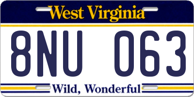 WV license plate 8NU063