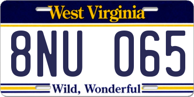 WV license plate 8NU065