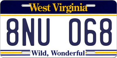 WV license plate 8NU068