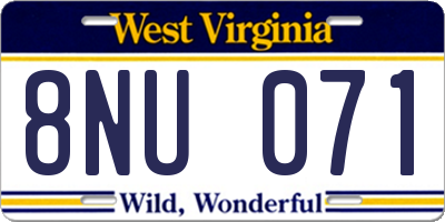 WV license plate 8NU071