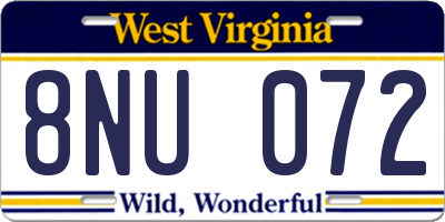 WV license plate 8NU072