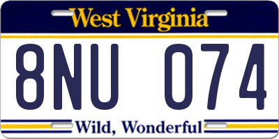 WV license plate 8NU074