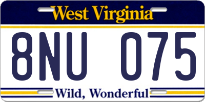 WV license plate 8NU075