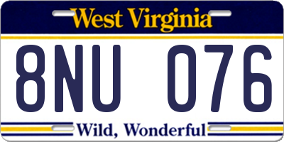 WV license plate 8NU076