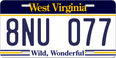 WV license plate 8NU077