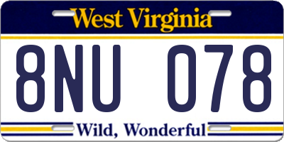 WV license plate 8NU078