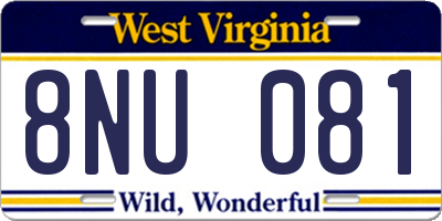 WV license plate 8NU081