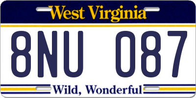 WV license plate 8NU087