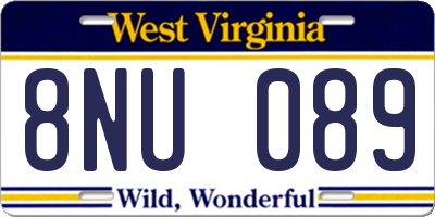 WV license plate 8NU089