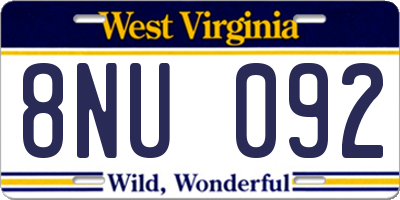 WV license plate 8NU092