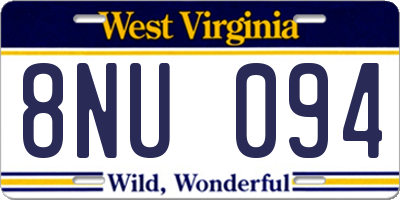 WV license plate 8NU094