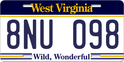 WV license plate 8NU098