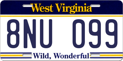 WV license plate 8NU099