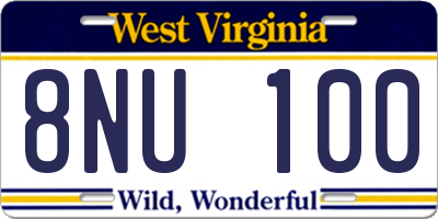 WV license plate 8NU100